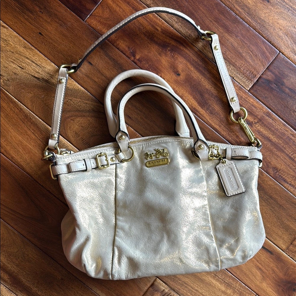 Coach Gold Shoulder Bag with Versatile Straps